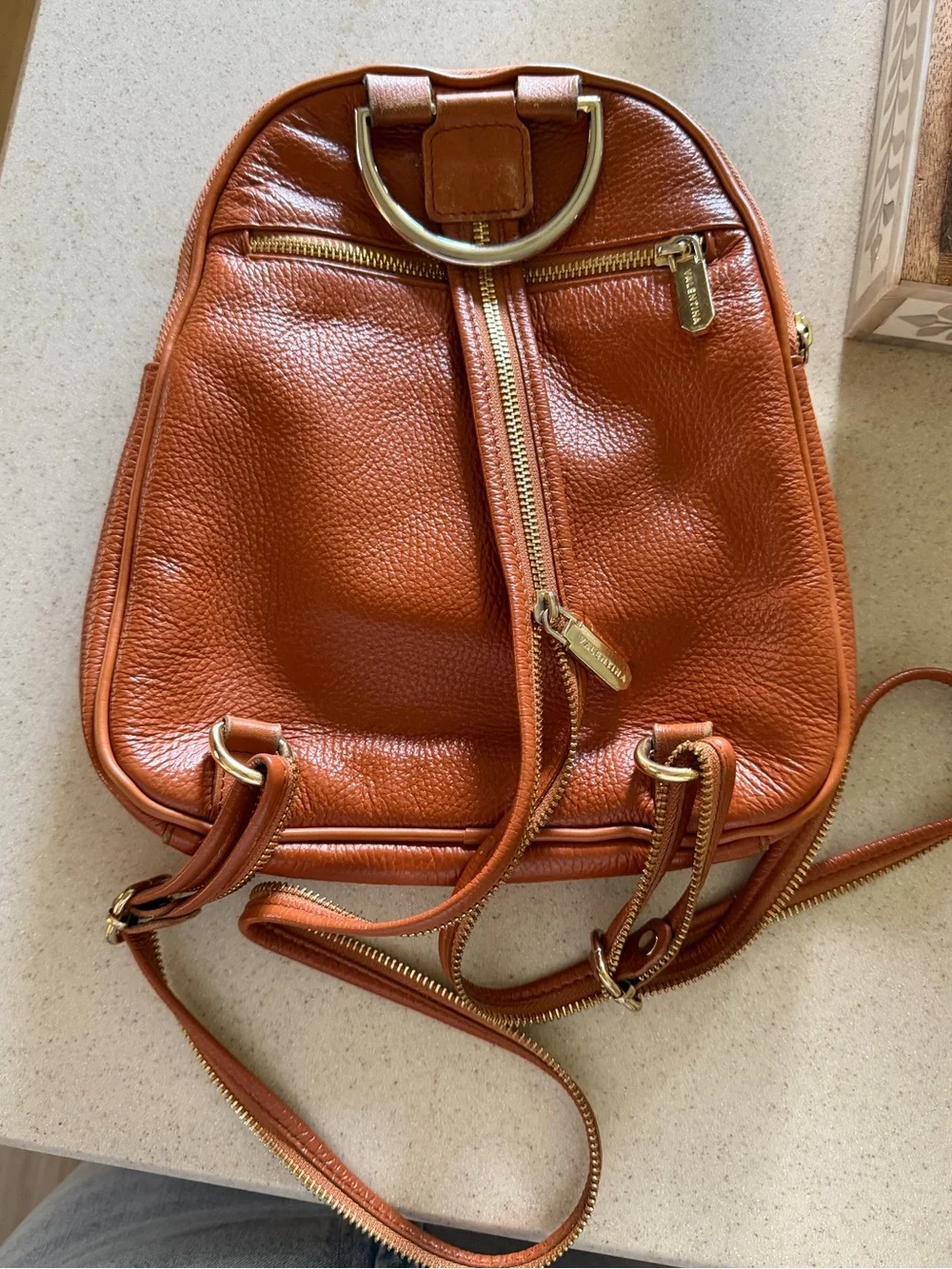 Valentina | Genuine Leather Convertible Dome Bag Backpack